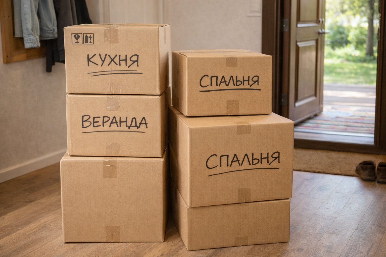 Коробки готовы к перевозке на дачу