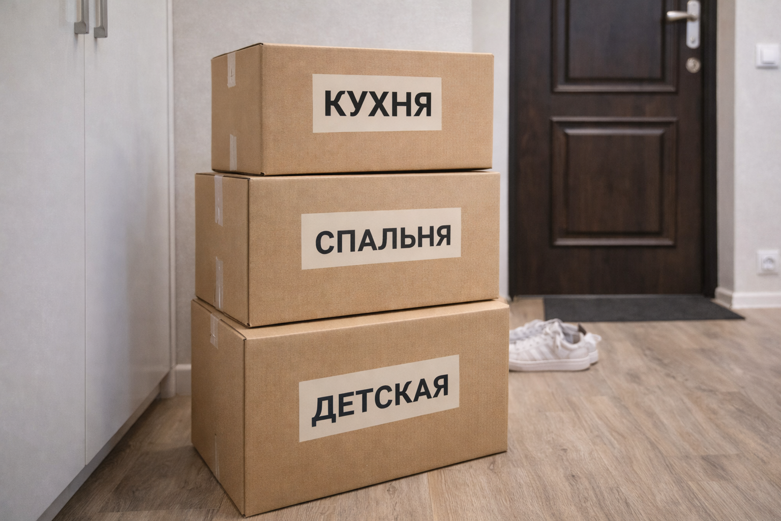 Подписанные коробки готовы к выносу