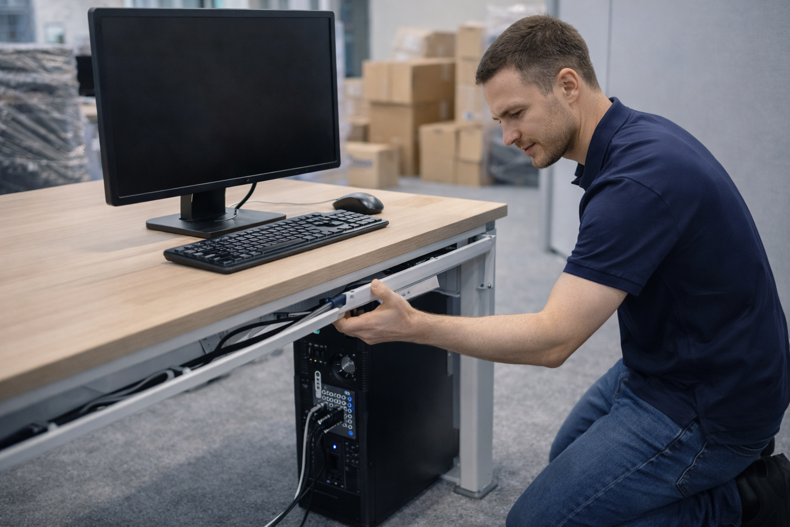 Погрузка офисной мебели в грузовик