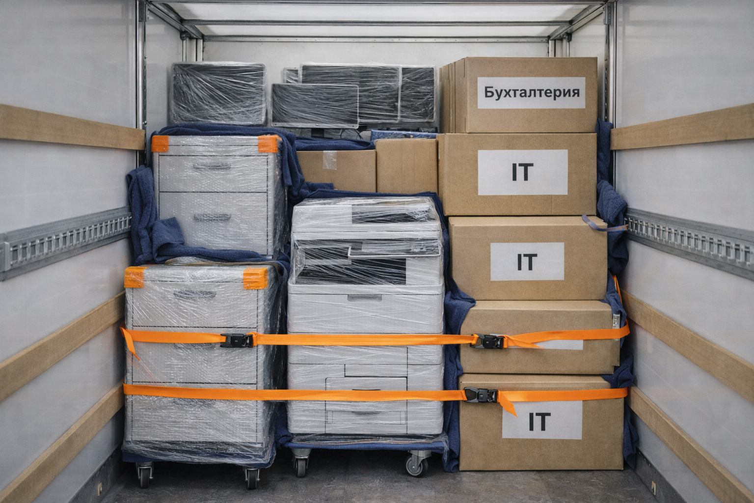 Перевозка офисного имущества на специализированном автомобиле