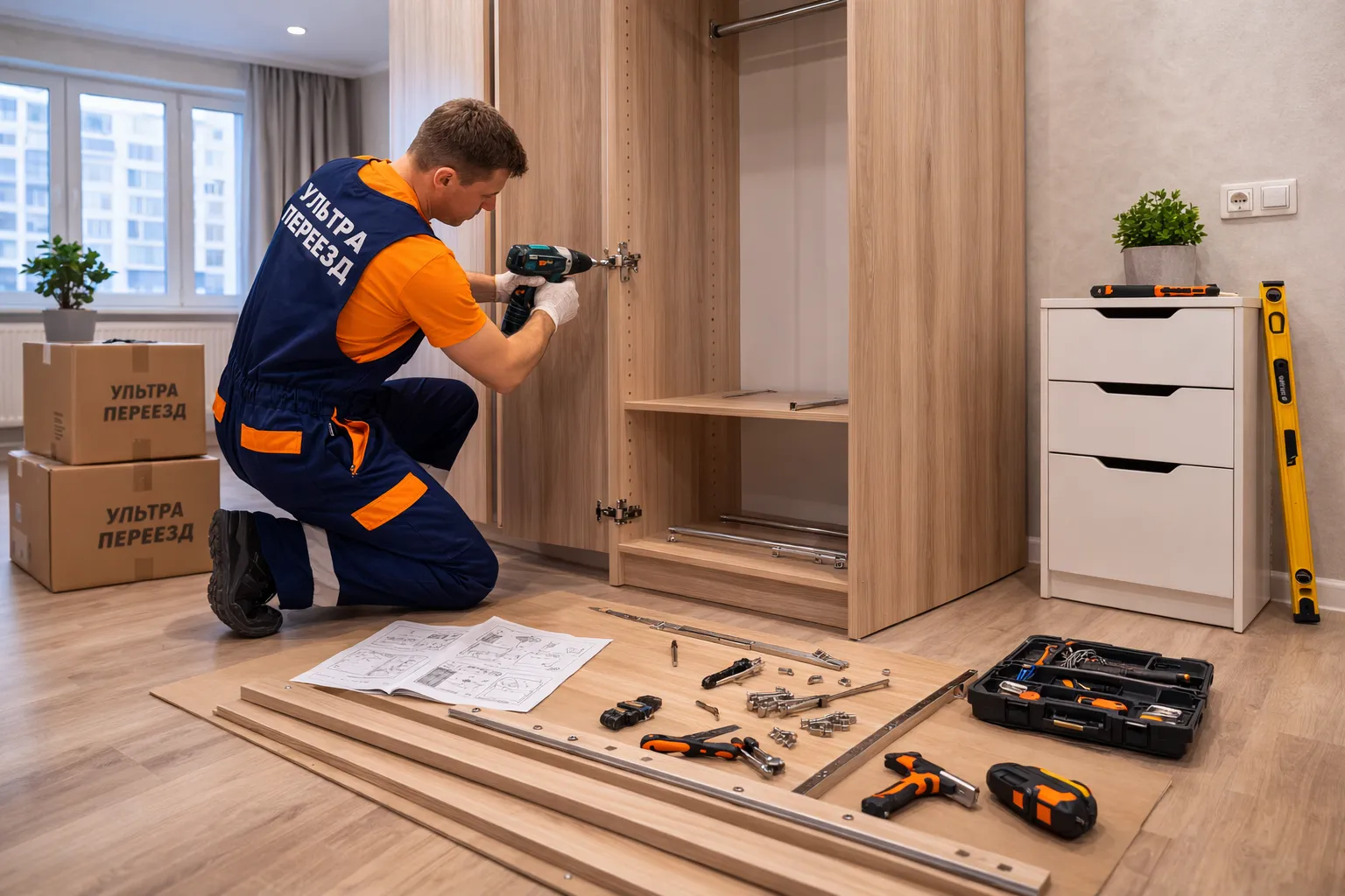 Сборка мебели после перевозки