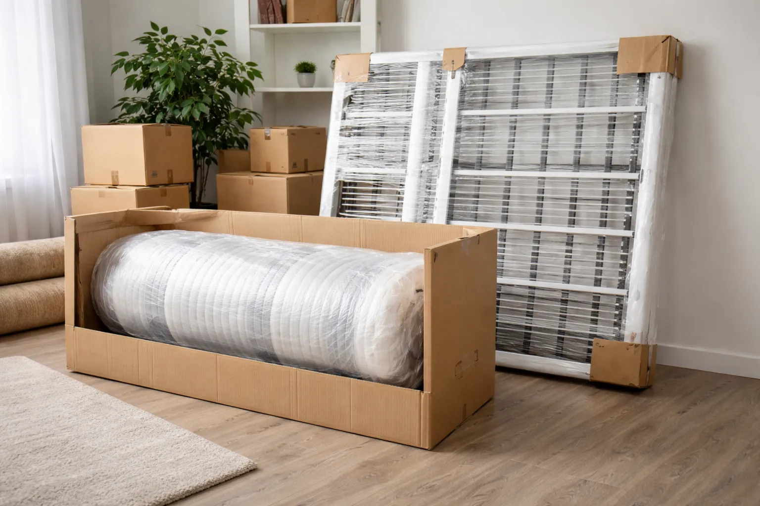 Разобранная кровать готова к выносу